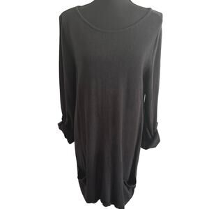 Caslon Front Pocket Tunic Light Sweater - Black - Size XL